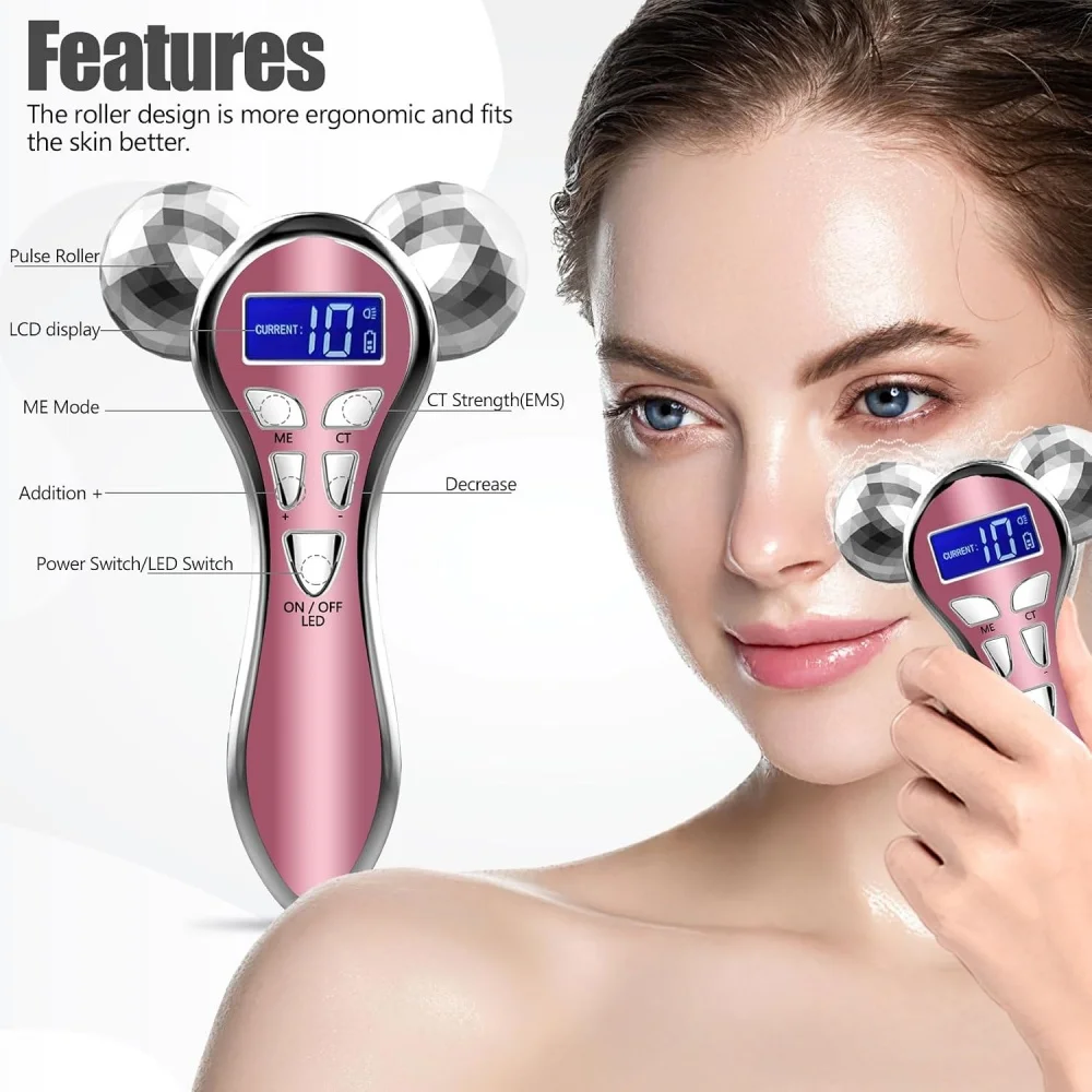 Microcurrent Face Massaging Roller Rechargeable Facial Lift Massage Tool Skincare Device for Beauty Sculpt Skin Tightening
