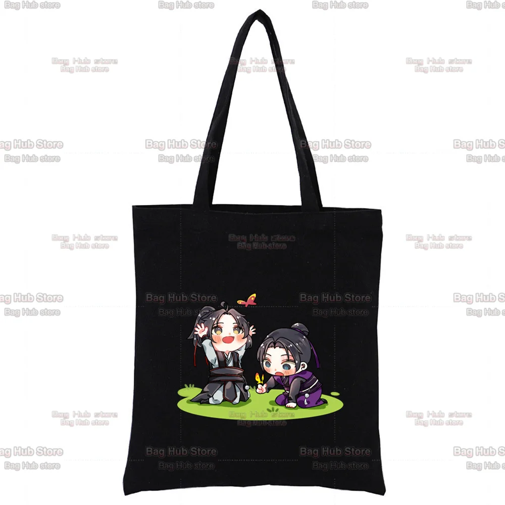 حقيبة كتف قماش سوداء للنساء ، مو داو زو شي ، جرافيك وي ووكيان لان وانجي ، موضة لطيفة ، حقائب هاراجوكو ، حقيبة يد عتيقة #4