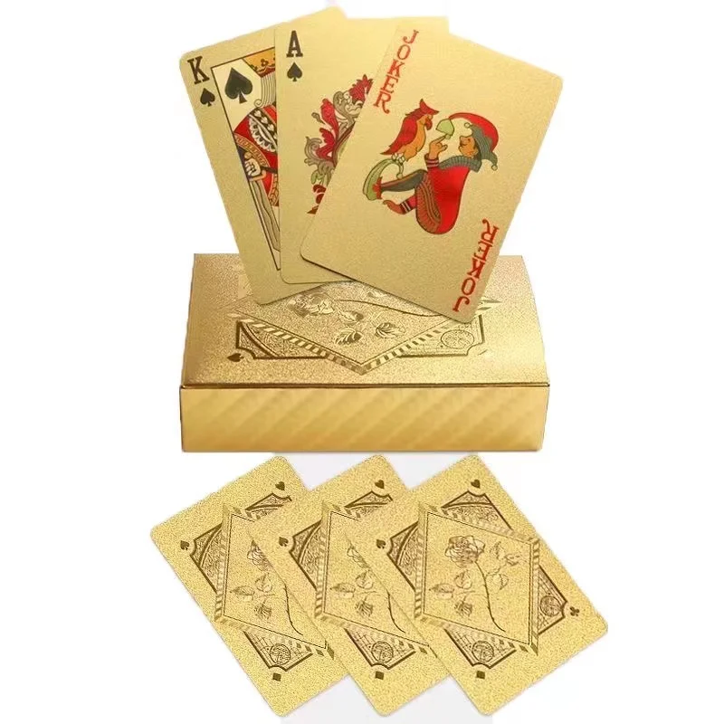 24K Gold Playing Cards Plastic Poker Game Deck Foil Pokers Pack Magic Cards Waterproof Gift Collection Gambling Board Game