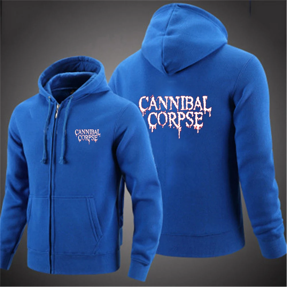 2024 Spring Autumn Men's Cannibal Corpse Logo Print Solid Color Popular Long Sleeve Comfortable Zipper Drawstring Hooded Hoodies