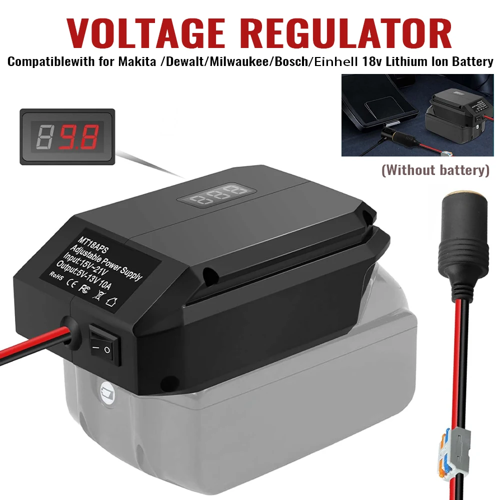 Power Wheel Adapter 18V to 12V Step Down Converter For Makita/Dewalt/Milwaukee/Bosch/Einhell Battery Cigarette Lighter Adapter