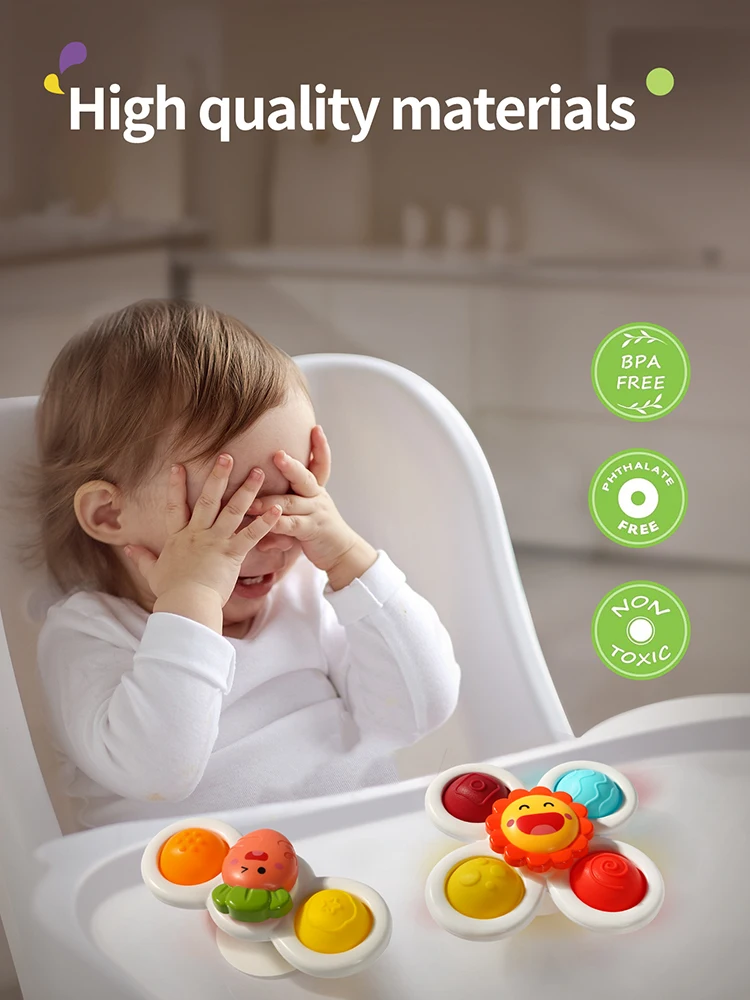 

Детская мультяшная игрушка-спиннер на присоске: нажми и вращай, интерактивная игрушка-погремушка для ванны, для Рамадана, Пасхи, карнавала, случайный цвет