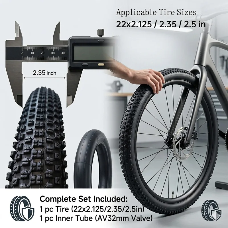 

22 Inch MTB Bicycle Tire and Inner Tube Set 22x2.35 22x2.125 22x2.5 AV32mm Valve Mountain Bike Wheel Tyres Cycling Repair Parts