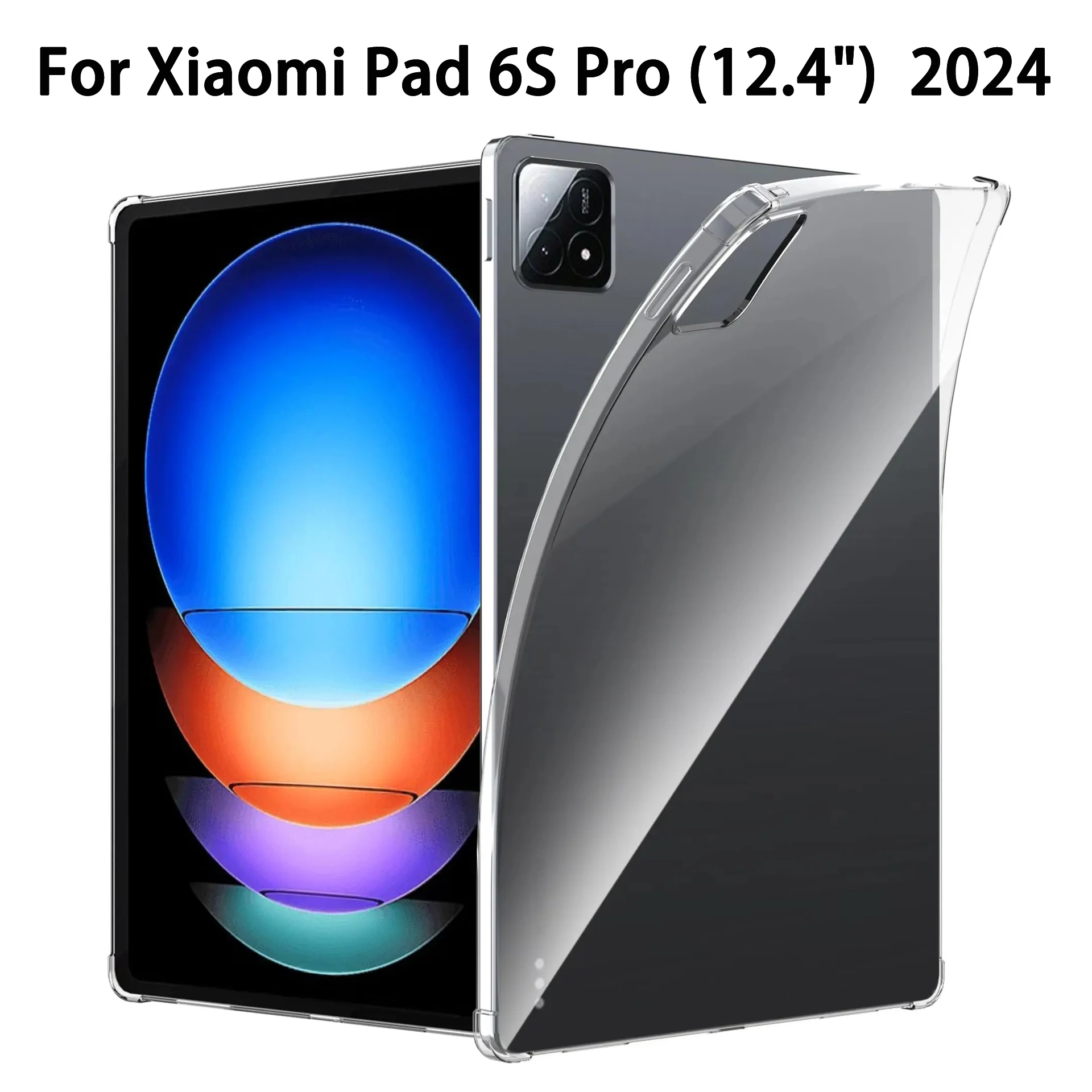 

Clear Case for Xiaomi Pad 6S Pro 12.4" 2024 Transparent Soft TPU Protective Cover Lightweight Flexible Silicone Shockproof Case