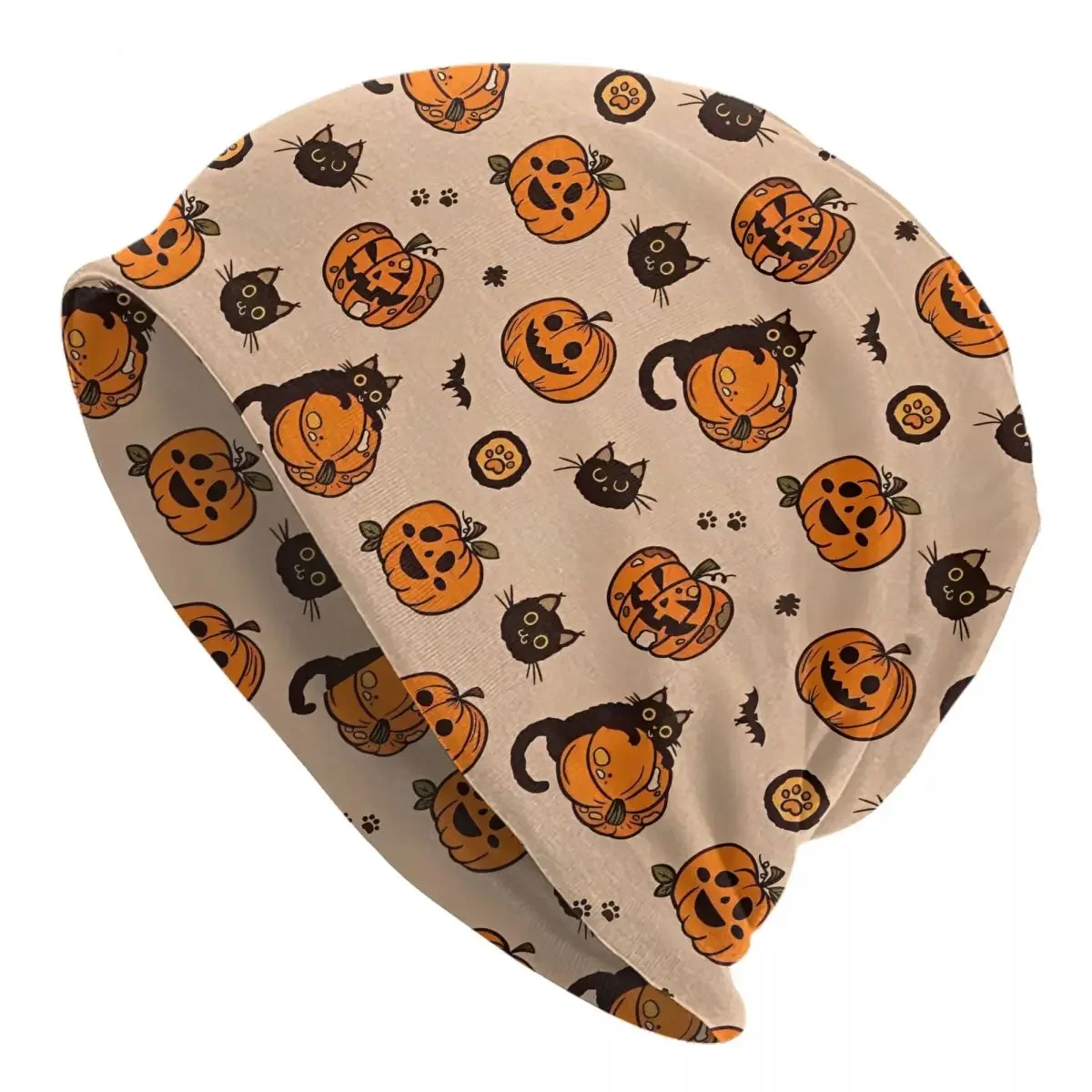 Halloween Pumpkins Ghosts Cat Bonnet Hat Goth Outdoor Trick or Treat Cute Skullies Beanies Hats Unisex Thermal Elastic Caps