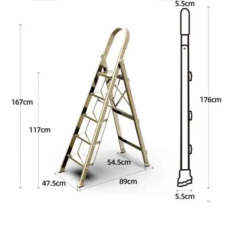 Escalones Plegables de Aluminio para Techo, Escalera Metálica Ligera para Interiores, Escalera Rápida para Baño, Escada Dobravel para el Hogar