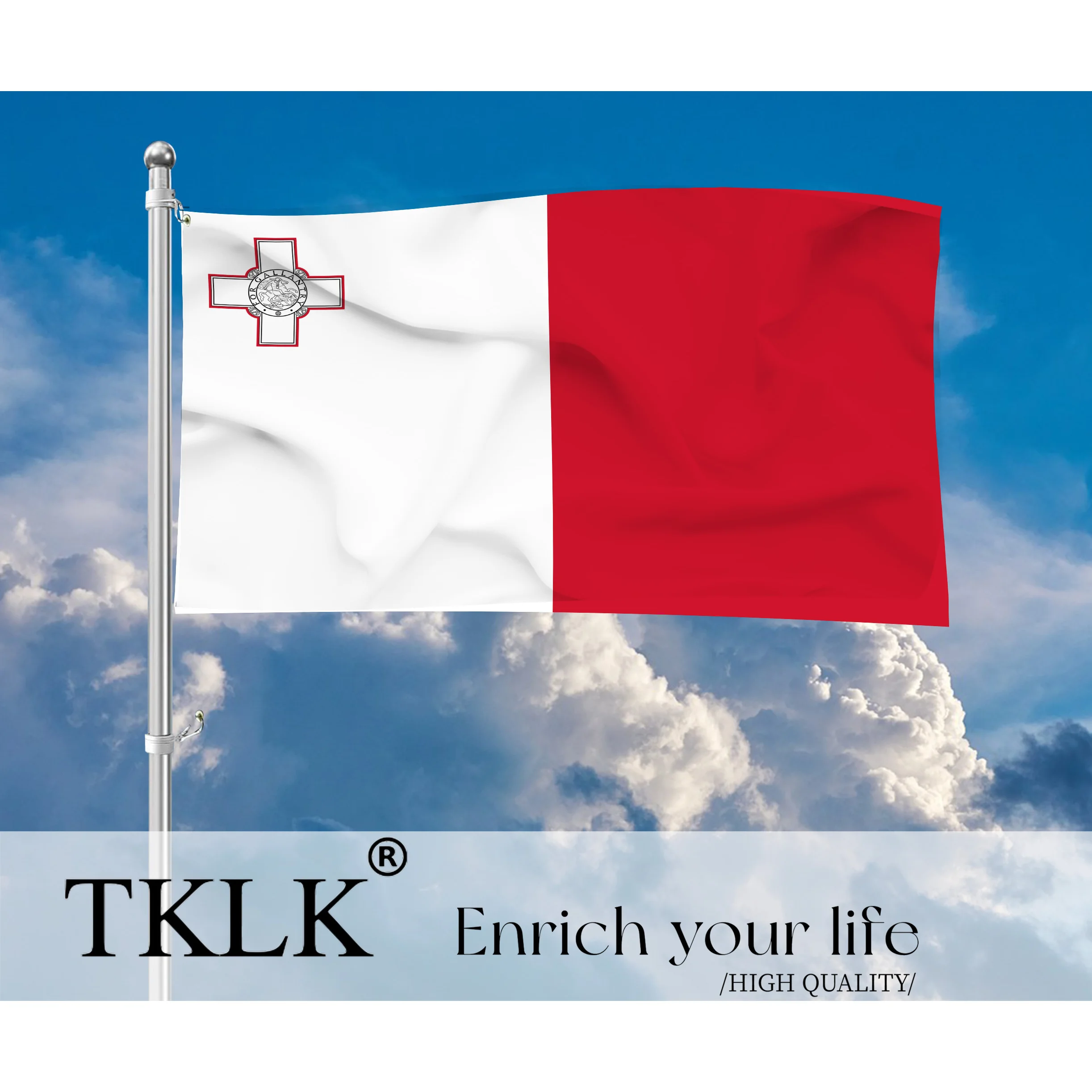

1pc Malta Flag - Durable Polyester Maltese Banner, UV Fade Resistant Vibrant Colors, National Flag for Patriotic Display Decor
