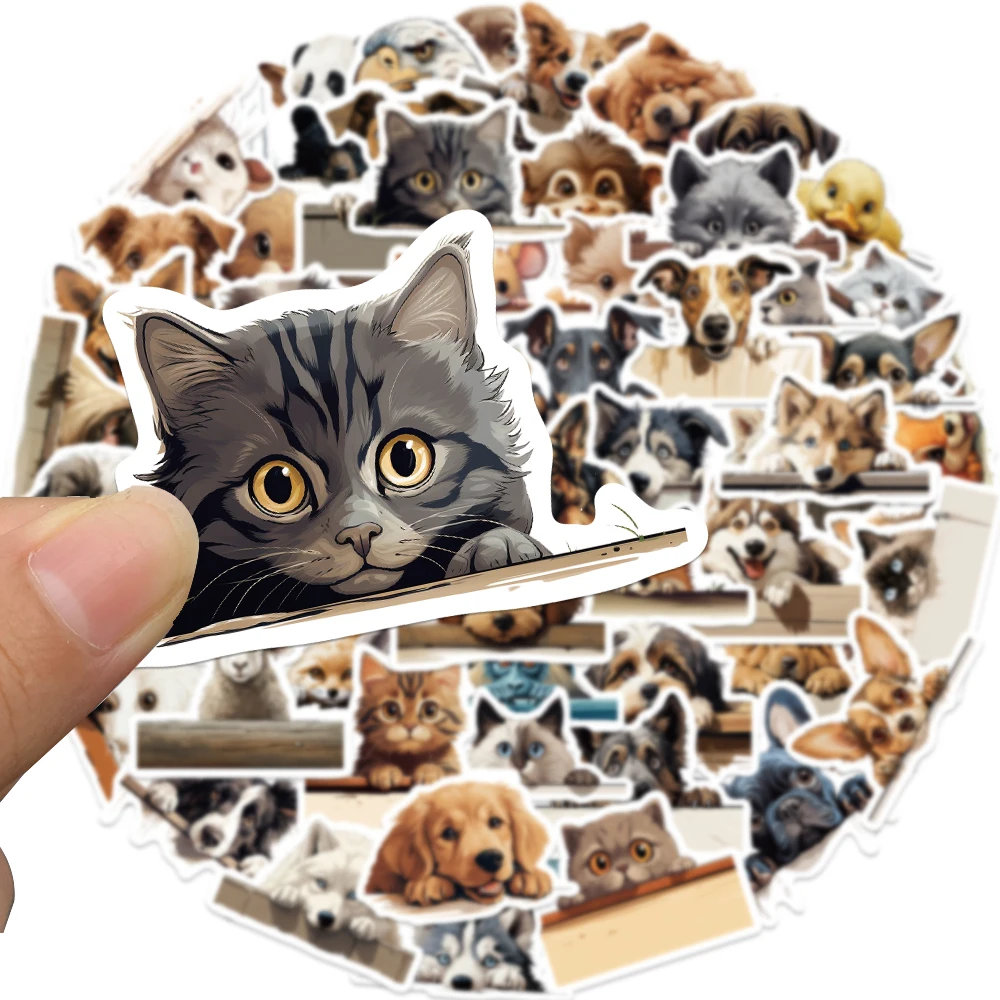 60Pcs Animal Avatars Cat and Dog Cute Cartoon Stickers DIY Phone Laptop Luggage Skateboard Graffiti Decals Sticker for Kids Toys