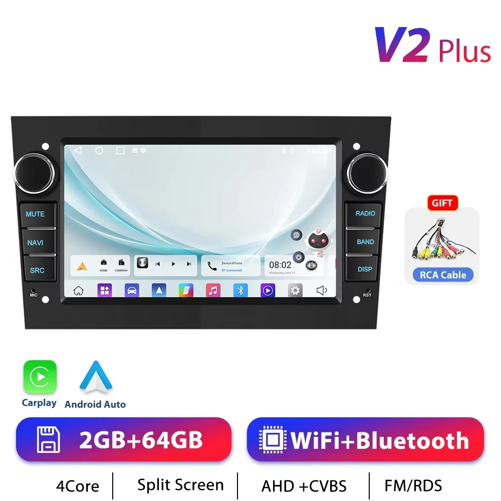 Podofo CarPlay Android Autoradio für Opel Astra Antara Corsa Zafira Combo Intelligentes Autosystem 2din GPS Stereo-Empfänger WiFi Intelligentes Autosystem Dashboard Autoradio Head Unit