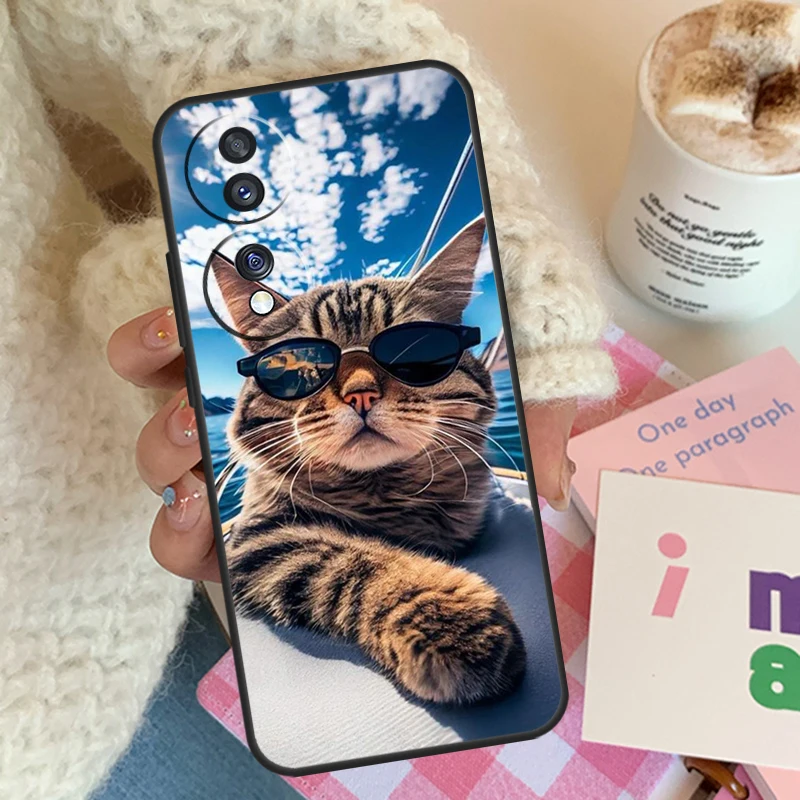 حافظة لطيفة للقطط المحبوكة لهاتف Honor Magic 7 6 5 Lite لهاتف Honor 400 200 Pro 90 70 50 X9 X8a X8b X9a X9b X9c