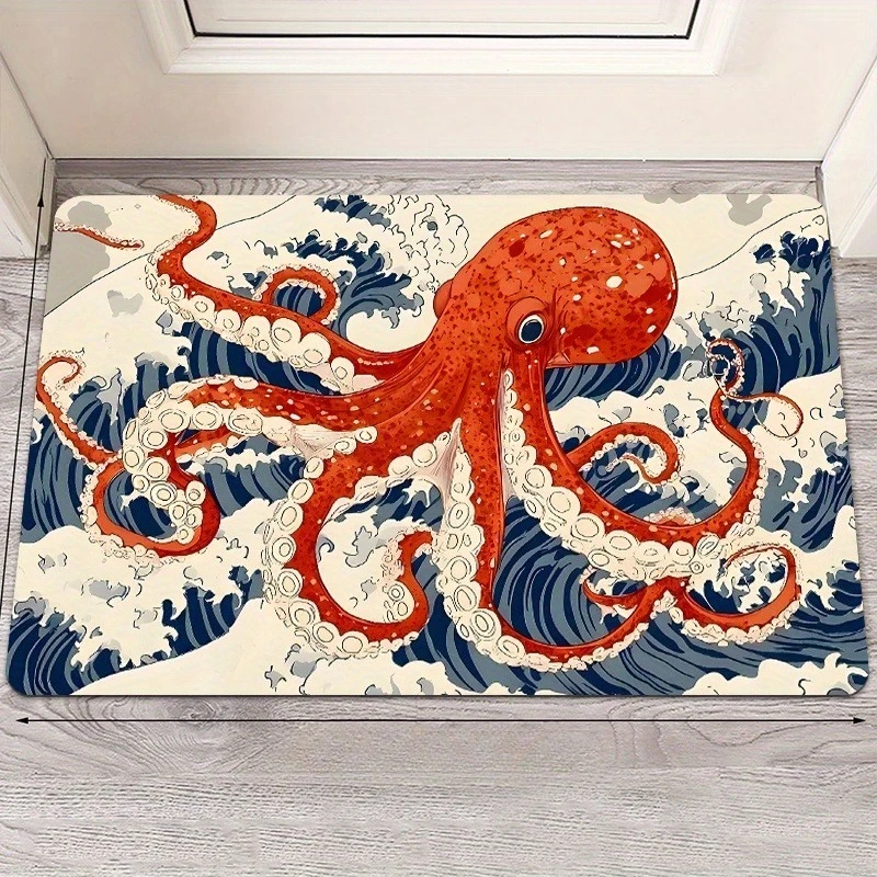 1 قطعة نمط الأخطبوط سجاد المطبخ عدم الانزلاق الحصير باب المنزل البوب تصميم الحمام البساط حمام حصيرة السجاد للمنزل بالوعة الغسيل ديكور #2