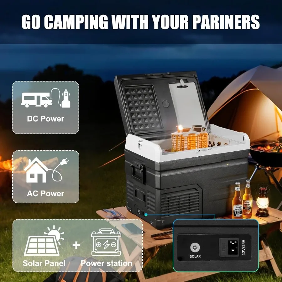 ثلاجة سيارة محمولة 12 فولت مبرد سيارة مع ضاغط سريع تبريد للتخييم ورحلات الطريق ثلاجة كهربائية 42 كوارت لـ C