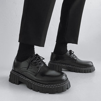 Increased Men Work Shoes Fashion Breathable Thick Sole Men's Casual Leather Shoes Platform Sneakers Mans Oxford Shoes Trainers