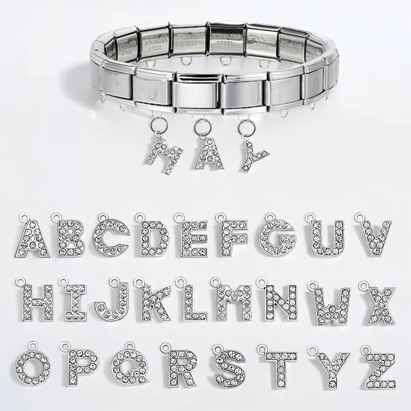 

Custom Initial Letter Bracelet Italian Bracelet 9mm Charm Stainless steel Bracelet Tassel Italian Armband Valentine's Day Gift