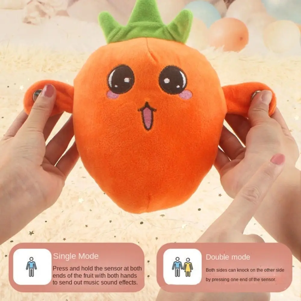 Fruit Sensing Beat Piano Plush Toy Interactive Musical Sensing Doll Orange Pear Soft Kids Stress Relief Educational Toy
