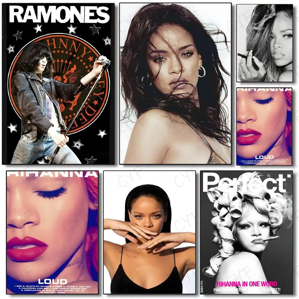 singer rnb pop R-Rihanna Poster Painting Wall Art Mural for Living Room Home Decor and Gifts