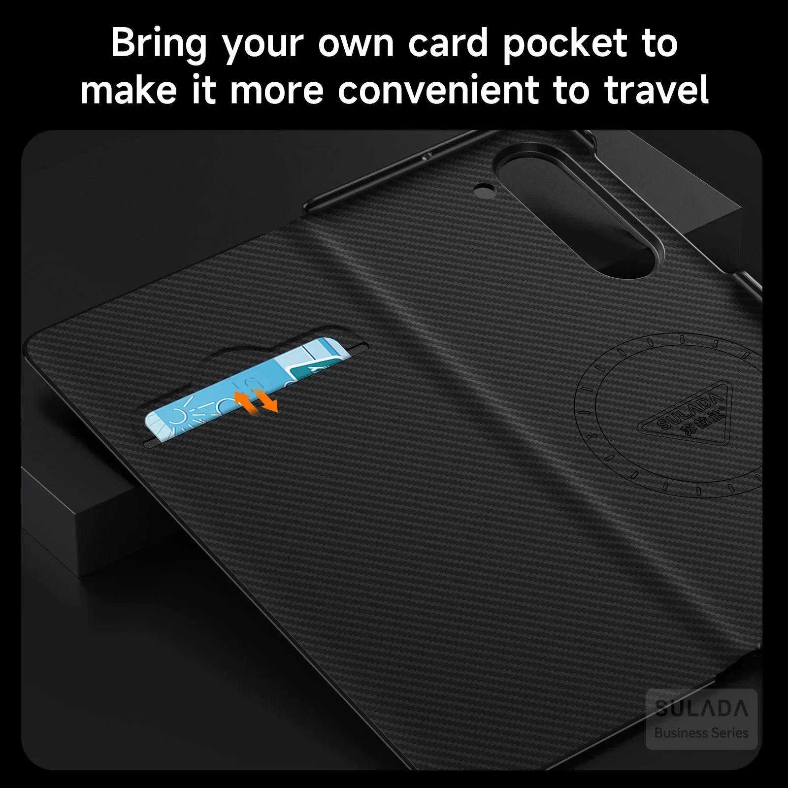 Sulada Luxury Carbon Fiber Pattern Leather Magsafe Case for Samsung Galaxy Z Fold 7 6 5 4 W24 23 Card Slot Armor Flip Cover