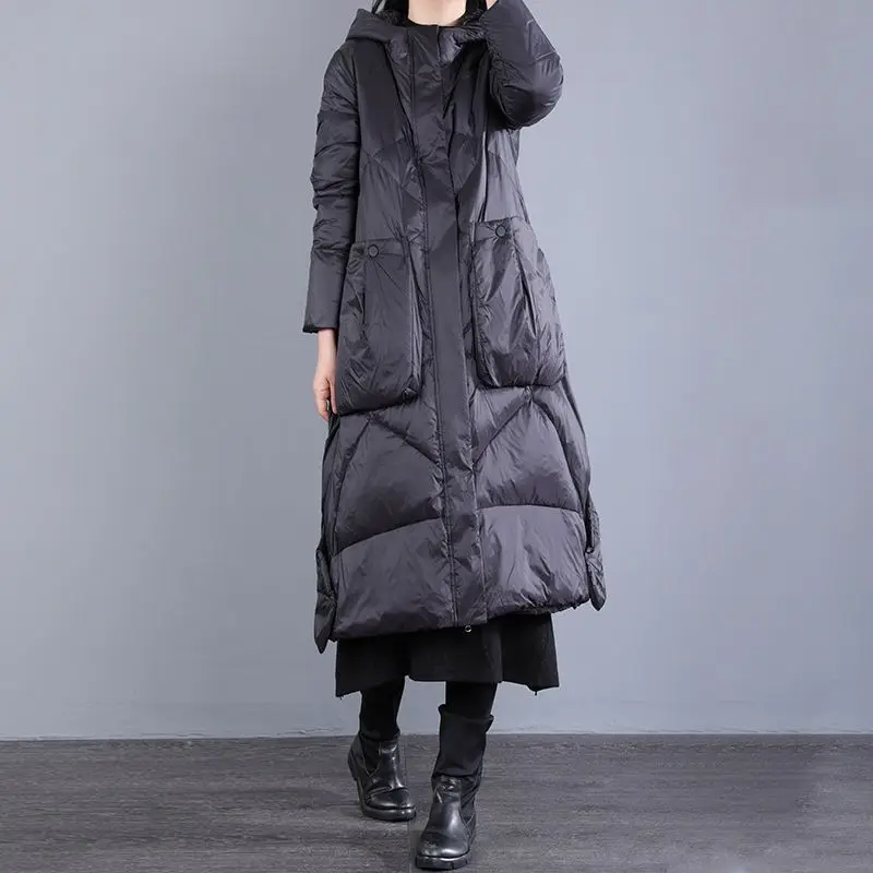 

2024 New Winter Women Lightweight 90% White Duck Down Jacket Ultra Light Warm Loose Puffer Feather Coat Female Parkas K3