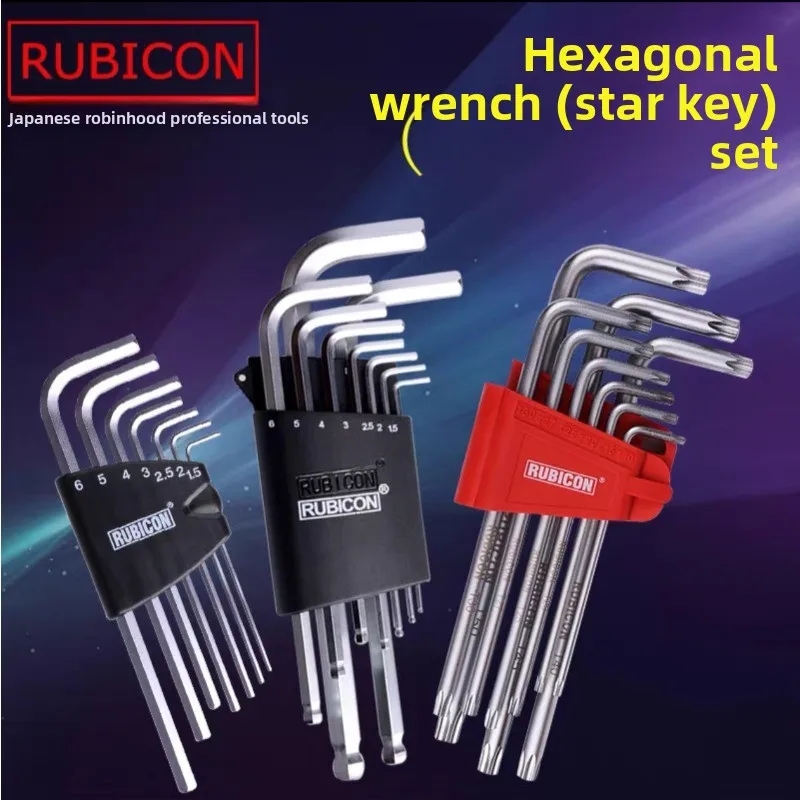 RobinHood Inner Hex Star Wrench Set with Hole Plum Key Metric Long Flat Head Plum Screwdriver Multitool Kit for Home Repair