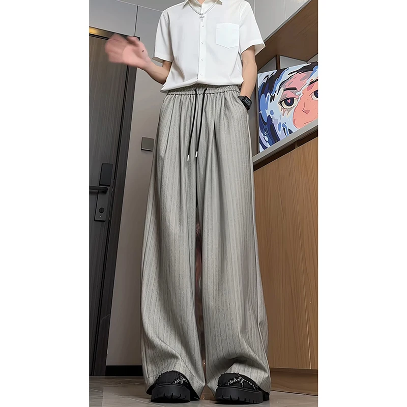 

Spring Summer Casual Pants Men Oversized Fashion Retro Striped Pants Men Streetwear Hip-hop Loose Wide Leg Pants Mens Trousers