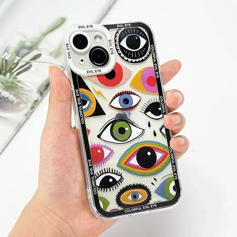 Lucky Eye Blue Evil Eye Print Phone Case For Samsung Galaxy S24 S23 Plus S22 Ultra S21 FE A32 A52 A13 A33 A53 A14 A34 A54 Cover