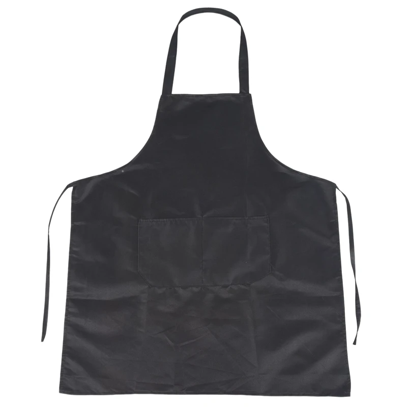 A46T Schlichte Schürze mit Vordertasche, Küche, Kochen, Basteln, Backen, Schwarz