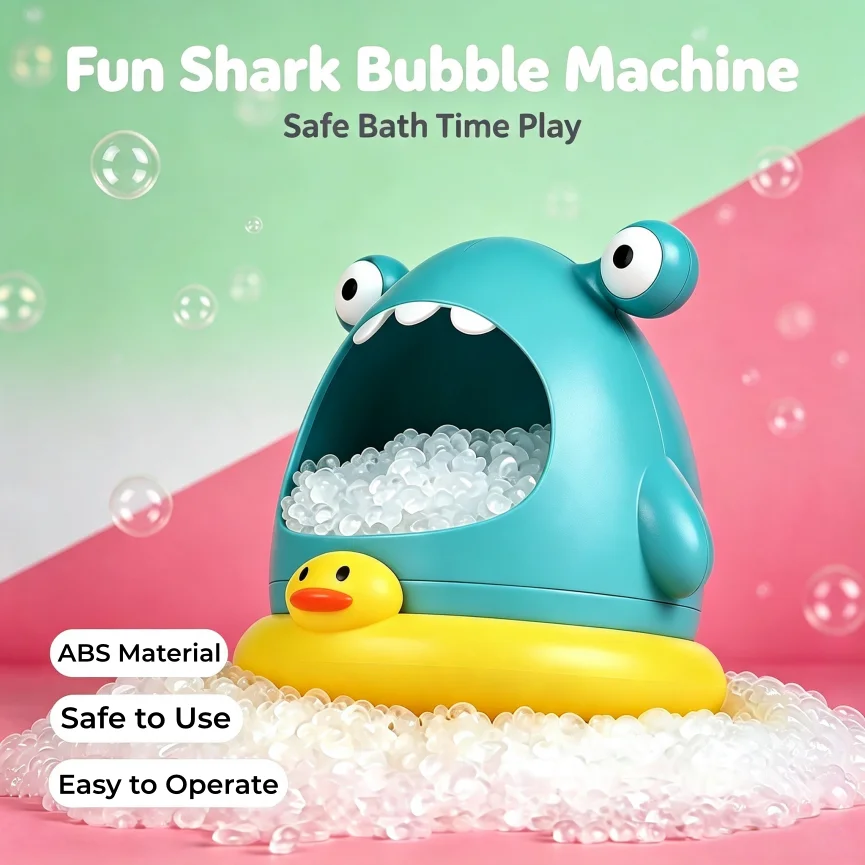 Baby Bath Bubble Machine Bathroom Bath Toy Cute Cartoon Shark Bubble Blowing Safe Material Anti Aspiration Educational Toys
