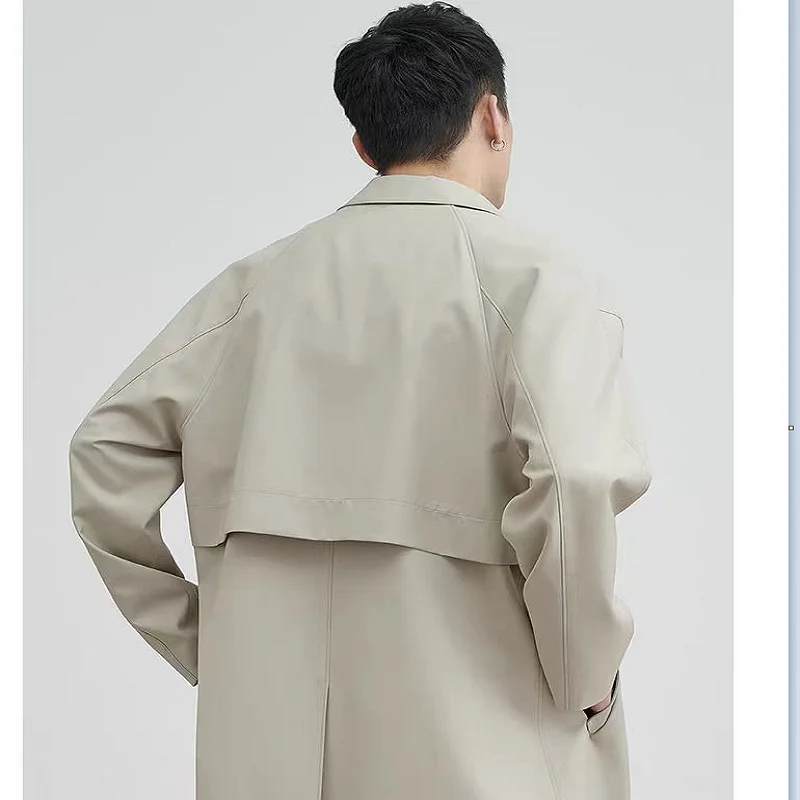 

Cityboy Japanese Style Medium-length Khaki Jacket For Men Casual Thin Regular Fit High-end Feel Barmen Overcoat