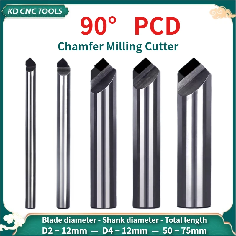 

PCD Diamond Chamfer Milling Cutter 90 Degree Machining Tool New Material CNC Carbide Countersink Engraving Bits Router Bit
