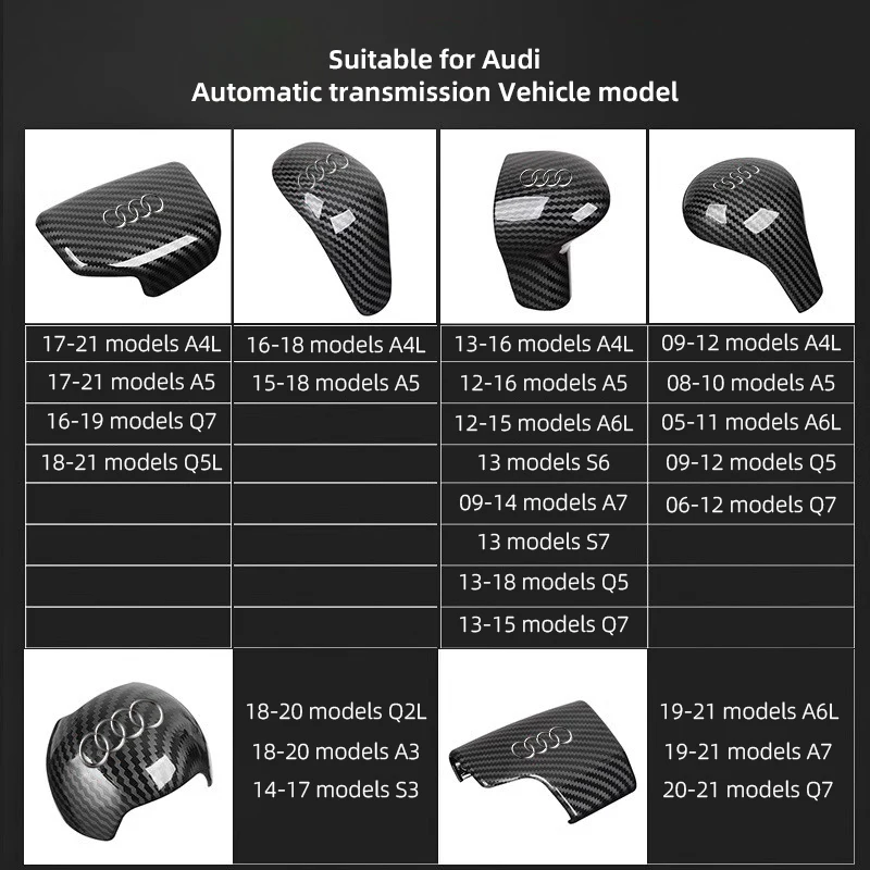 مقبض ناقل حركة السيارة غطاء مقبض ألياف الكربون ABS الملحقات الداخلية لأودي سلاين RS A6L Q5 A5 A4L Q7 B9 S4 S5 A7 A3 Q3 A8 #2