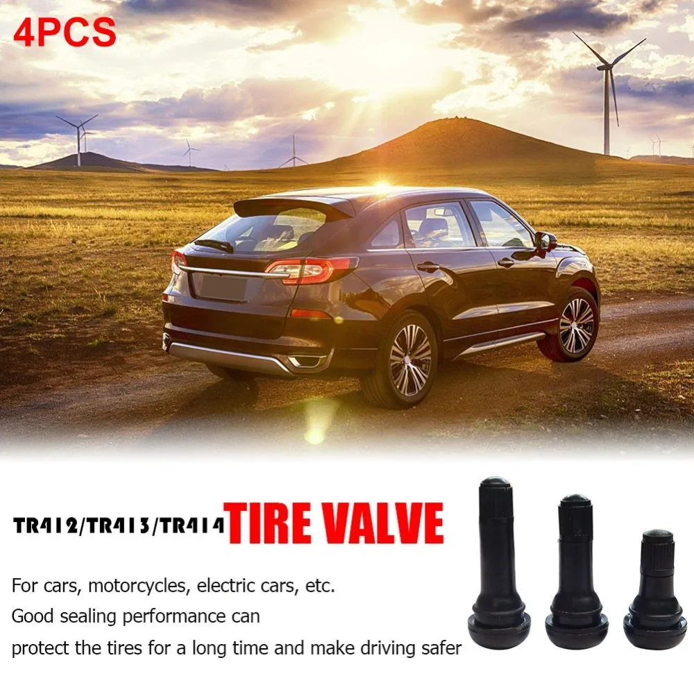 4 stücke tr412/tr413/tr414 Tubeless Reifen ventil Räder Teile Gummi schwarz Rad ventile Snap-In Aluminium legierung Auto Vakuum Reifen ventil