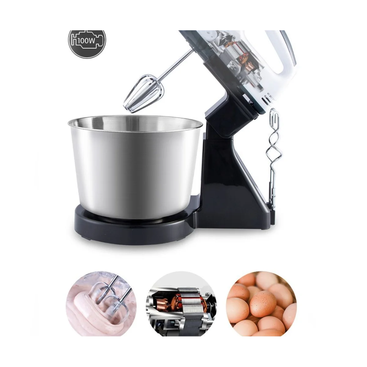 Stand Food Mixers Electric Food Blender Desktop Egg Whisk Cream Cake Dough Kneader Milk Frother US Plug