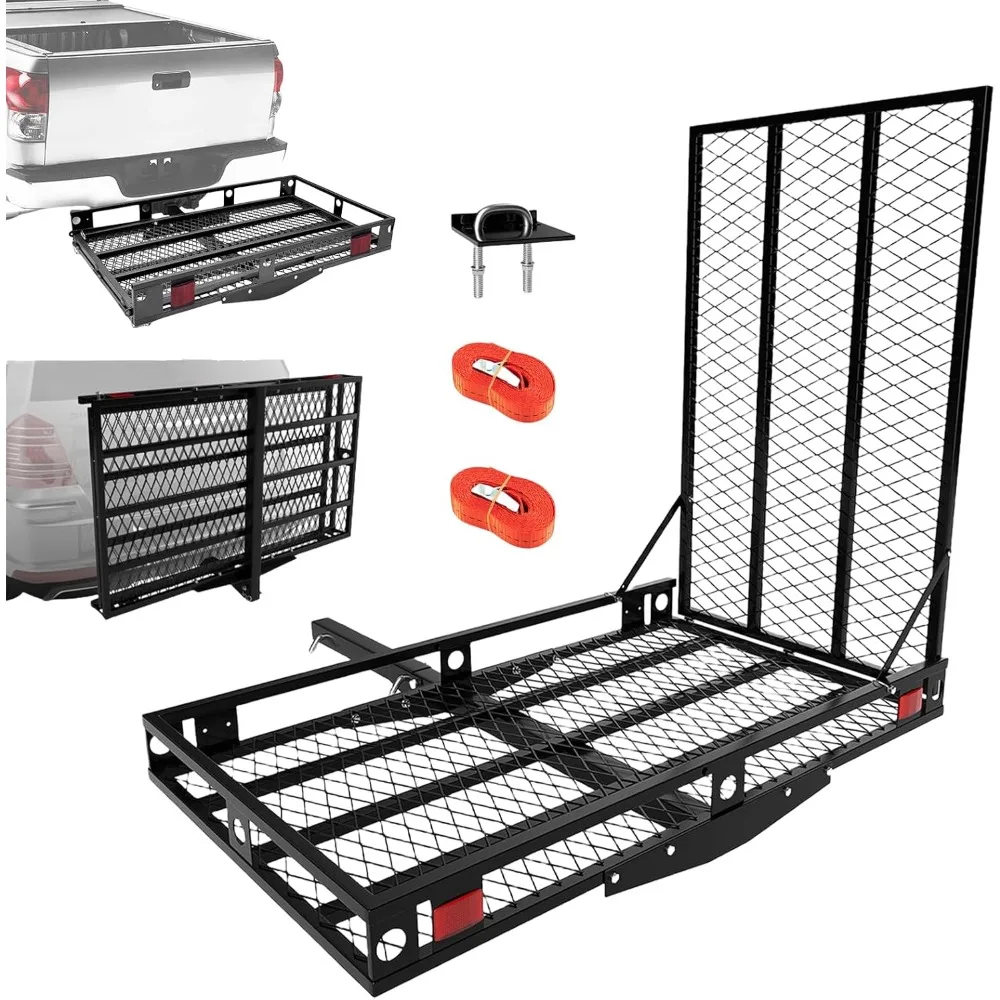 

Hitch Cargo Carrier with Ramp, Mobility Scooter Carrier Trailer, 500LBS Heavy Duty Hitch Mount Wheelchair Carrier for Car, Truc