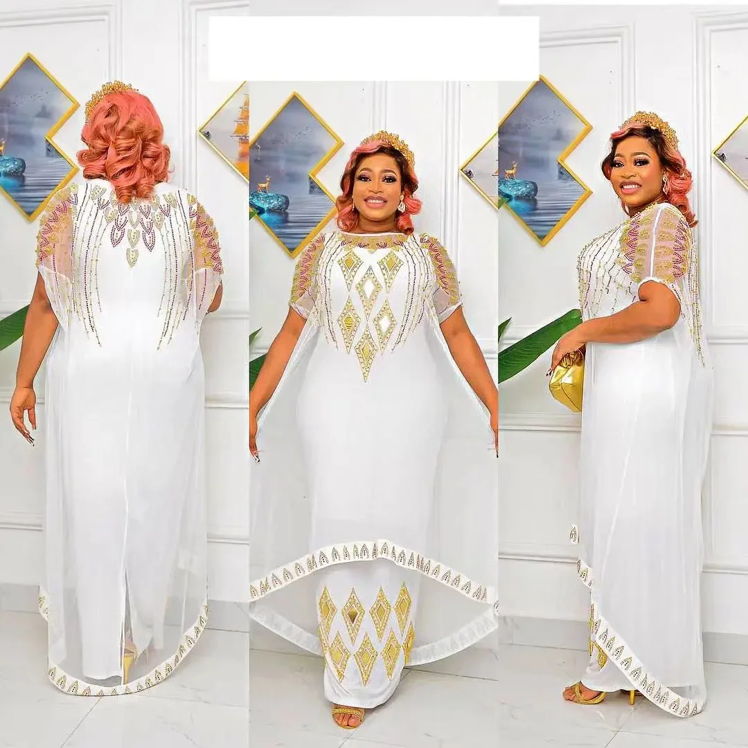 

Customized Plus Size African Clothes for Women 2025 New Dashiki Ankara Embroidery Bazin Riche Design Wedding Party Dresses with