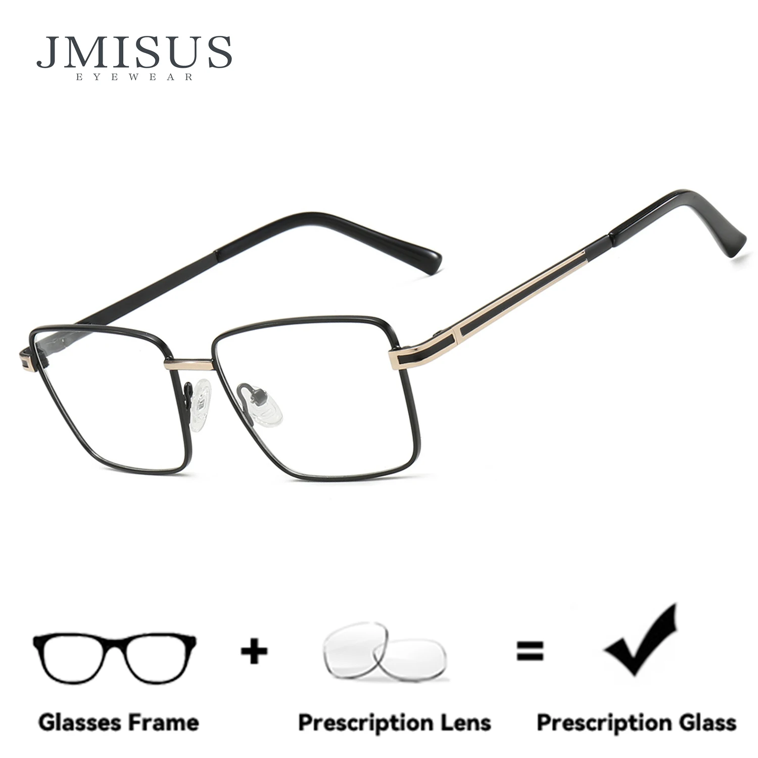 

JMISUS Japanese Rectangle Prescription Glasses Men Square Blue Light Blocking Photochromic Progressive Optical Eyewear