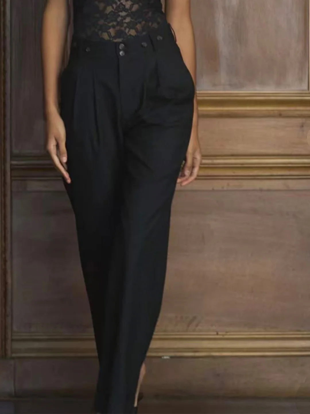 

Ele Straight Leg Casual Pants High Waist Zipper Closure Harlan Sle Regenerated Cellulose Fiber Ladies Faion 2026 Spring