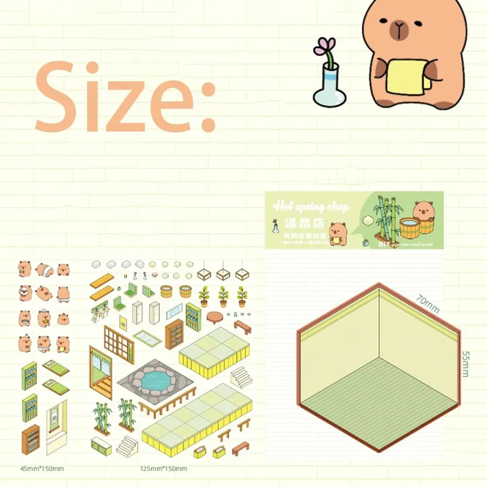 New Capybara Miniature Scene 3D Stickers DIY 3D Landscaping Stickers Visual Stacking Sticker