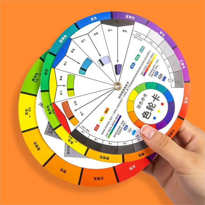 14cm Color Wheel For Mixing Colors Art Ink Chart Guide 72 Color Paper Card Artist Tattoo Nail Professional Pigment Accessories