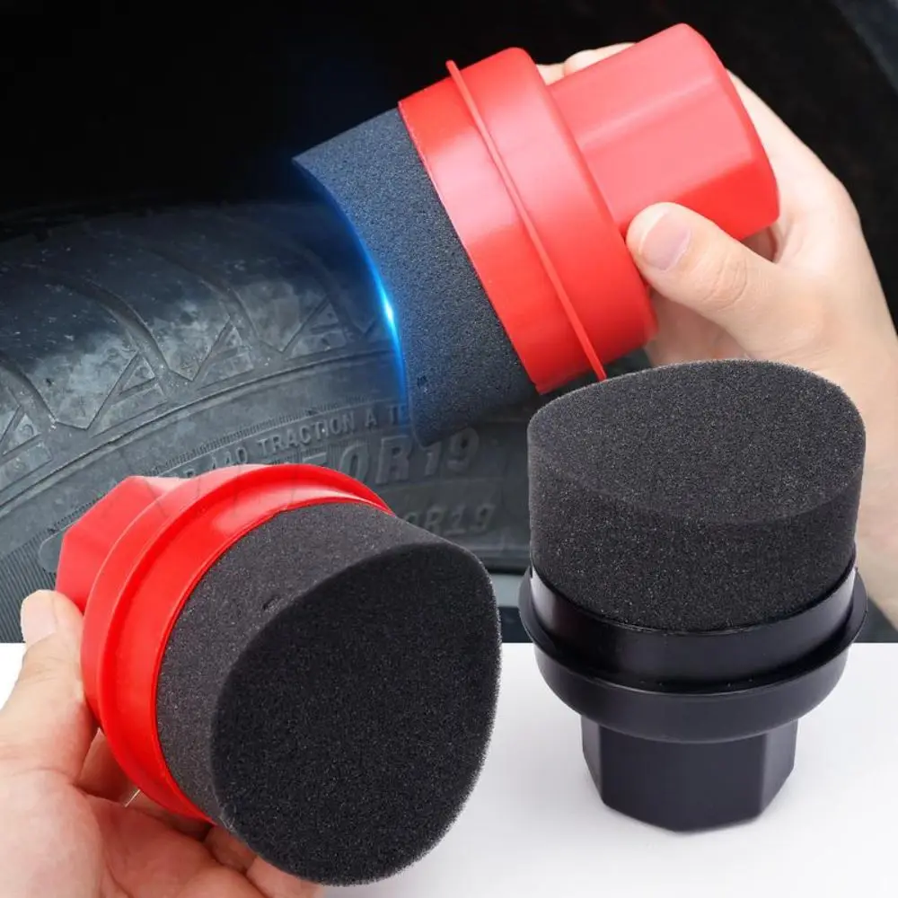 Curved Tire Polishing Sponge with Cover Reusable Tire Dressing Applicator Autotire Wax Applicator