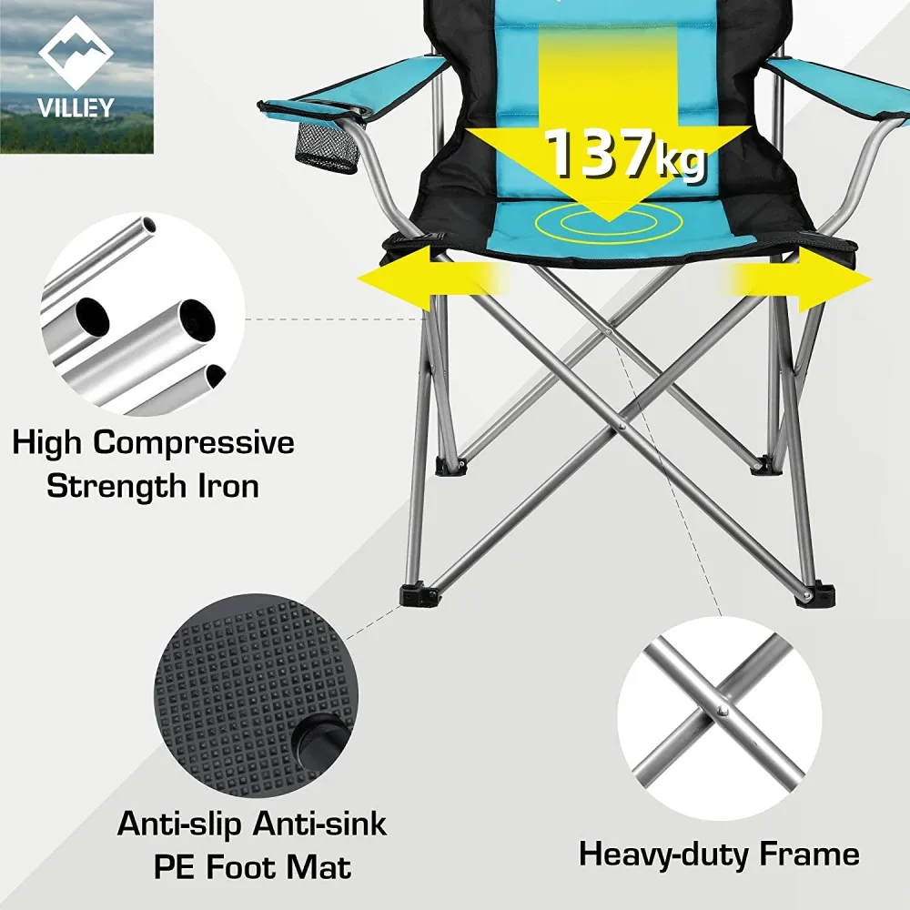 Outdoor Camping Chairs Travel Lightweight Folding Chair Garden BBQ Hiking Picnic Seat High Load 137kg Oxford Cloth Fishing Chair