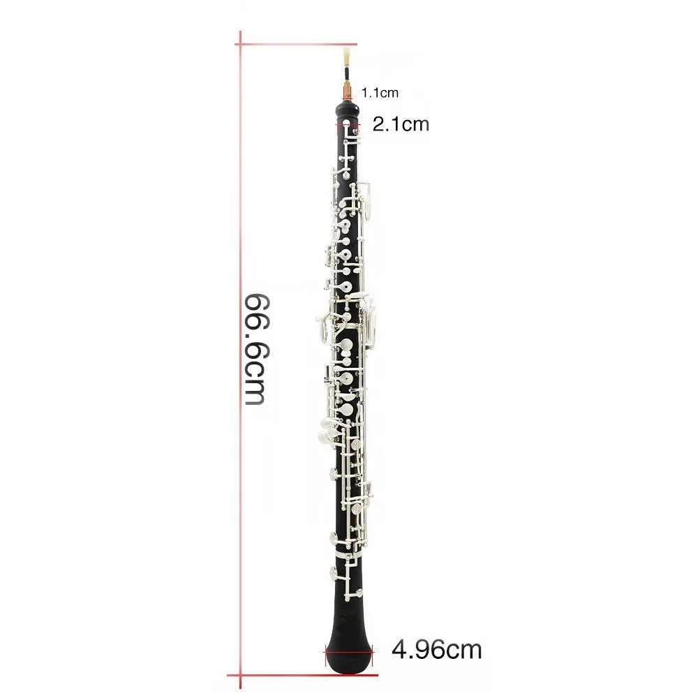 Professional C Tone 17 Keys Bakelite Body Oboe Silver Plated With Carrying Case For Band Rehearsal Stage Ensemble Performance