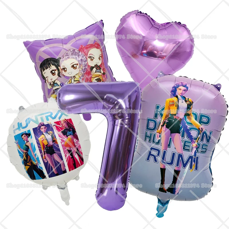 Anime-Figur Geburtstagsparty-Dekoration Zahlenballons-Set Mädchen Jungen Party-Geschenke Runde Herzform-Ballons Heim-Deko Requisiten