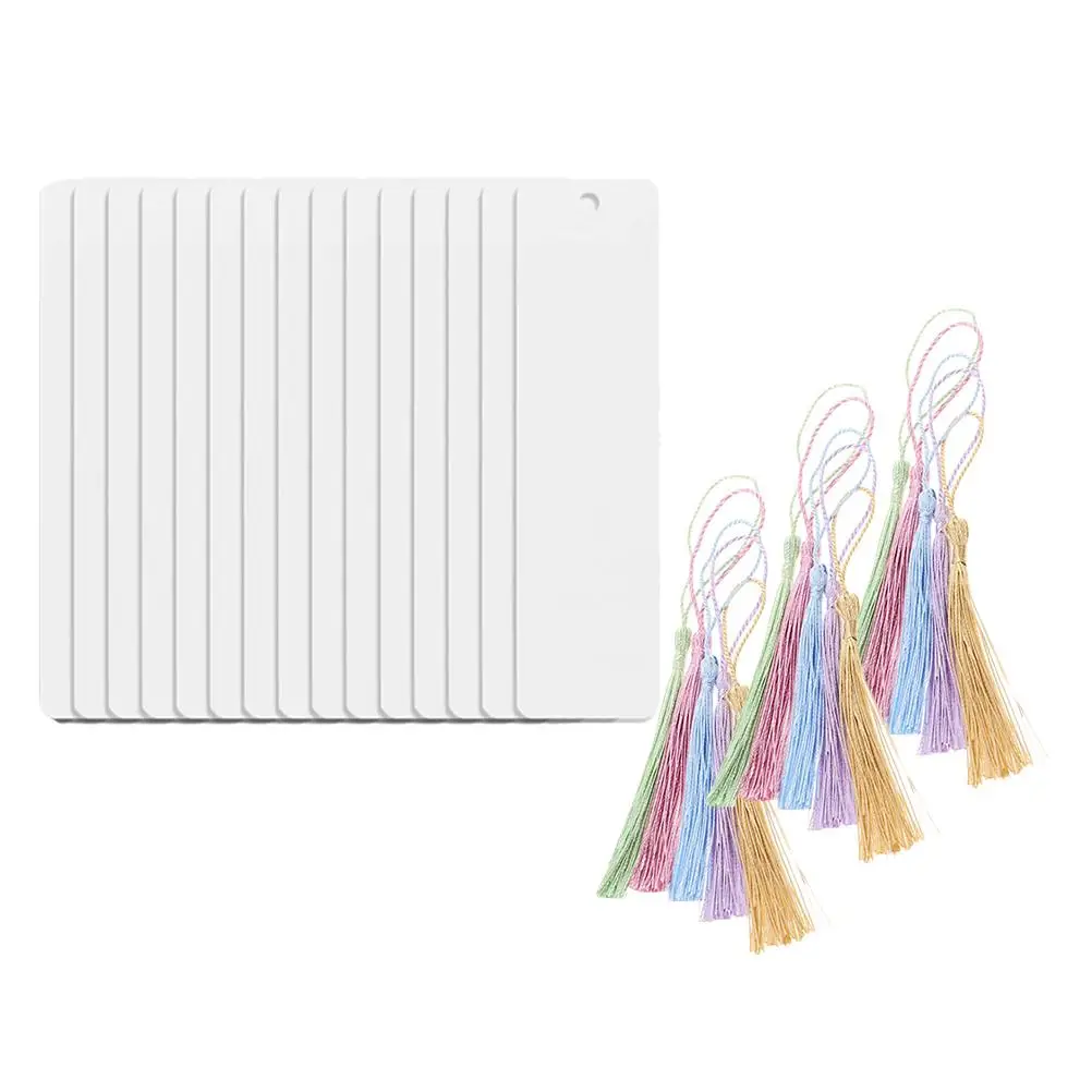 

15 Sets Acrylic Bookmarks Clear Blank DIY Student Gifts Graduation Present Colored Tassels Page Markers Reading Accessories
