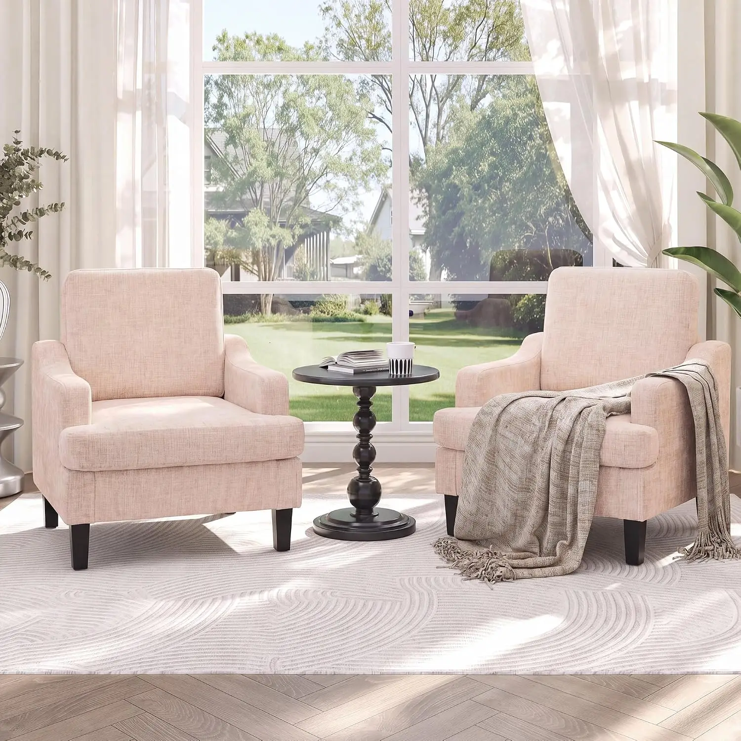 Upholstered Armchair for Living Room Bedroom, Modern Single Sofa Seat, Pink, 2Pcs, Customized