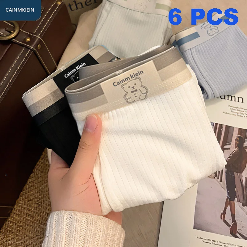 

6 шт./лот, мужские хлопковые трусы-шорты, антибактериальное нижнее белье, сексуальные полосатые мужские боксеры, шорты-боксеры, трусы