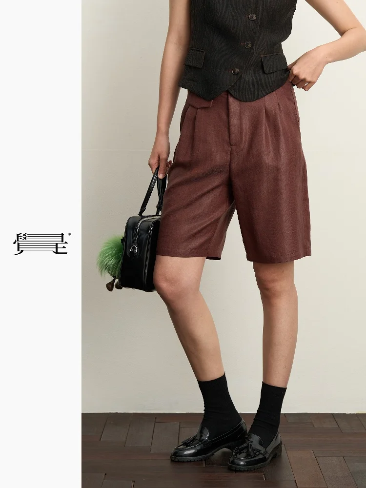 

Брюки-бермуды большого размера, красные, повседневные, прямые, для работы, с застежкой на молнии, весенняя коллекция