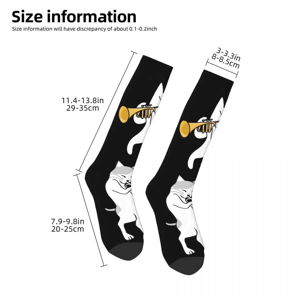 Trumpet Cat Socks Harajuku Sweat Absorbing Stockings All Season Long Socks Accessories for Unisex Christmas Gifts