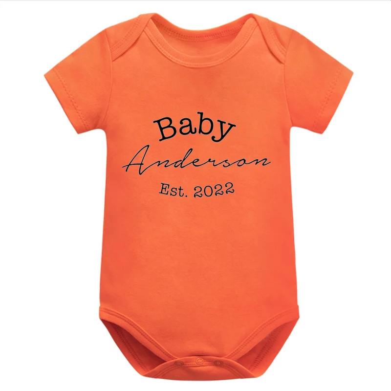 Personalized Baby Name Est 2022 Onesie Custom Name Baby Girl Clothes Modern Baby Name Onesie Baby Announcement Bodysuit