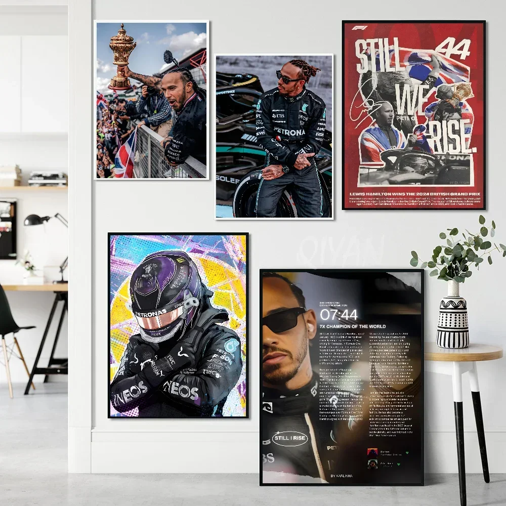 F1 بطل السباق الأسطوري شخصية L-Lewis هاميلتون المشارك ذاتية اللصق الفن ورق مقاوم للماء ملصق مقهى غرفة البار #4
