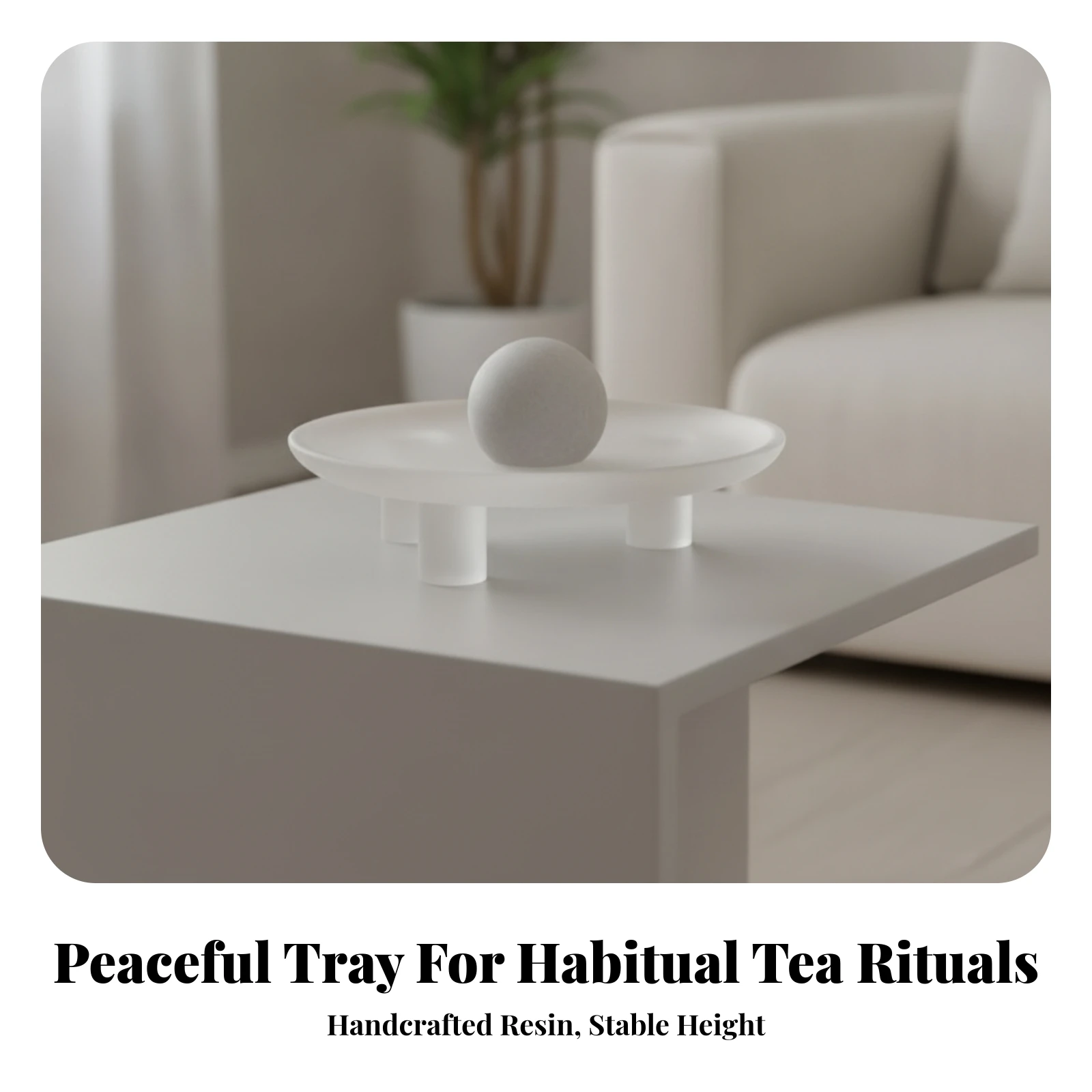 Resin Fruit Dish Modern Elevated Decorative Fruit Tray Round Shallow Dish with Raised Rim Stable Minimalist
